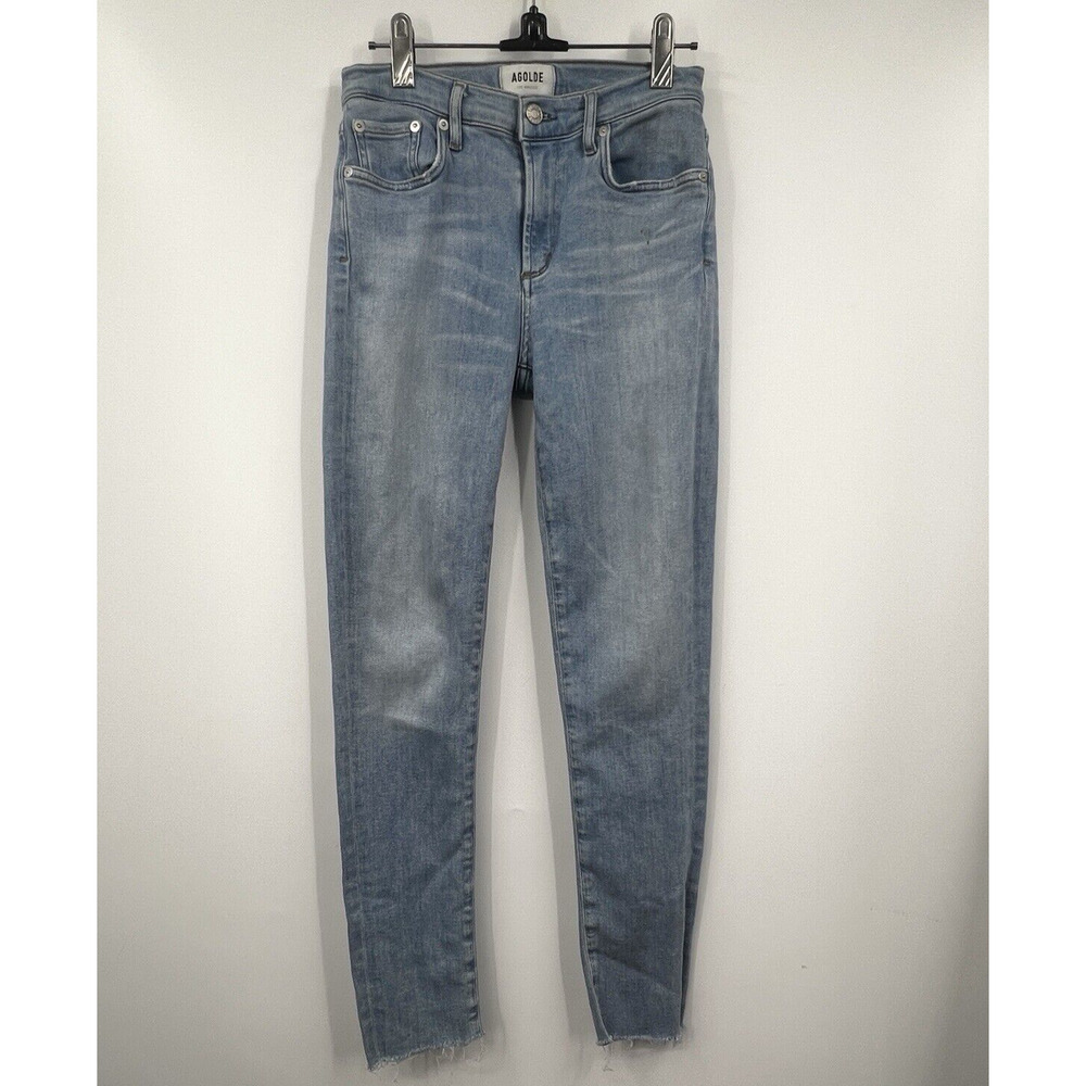 AGOLDE Sophie Jeans Womens 27 Mid Rise Ankle Skinny In Facet Light‎ Blue Stretch